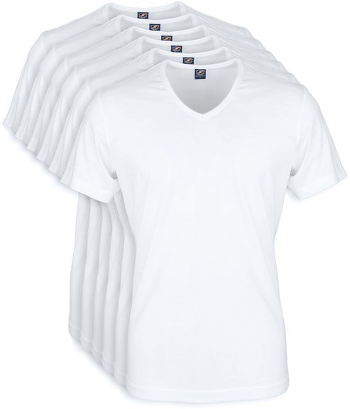 Wit T-Shirt 6Pack V-neck
