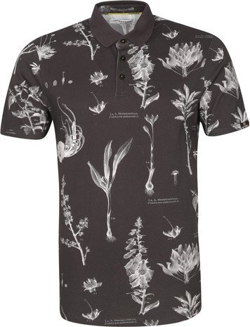 No-Excess Polo Pique Bloemen Zwart